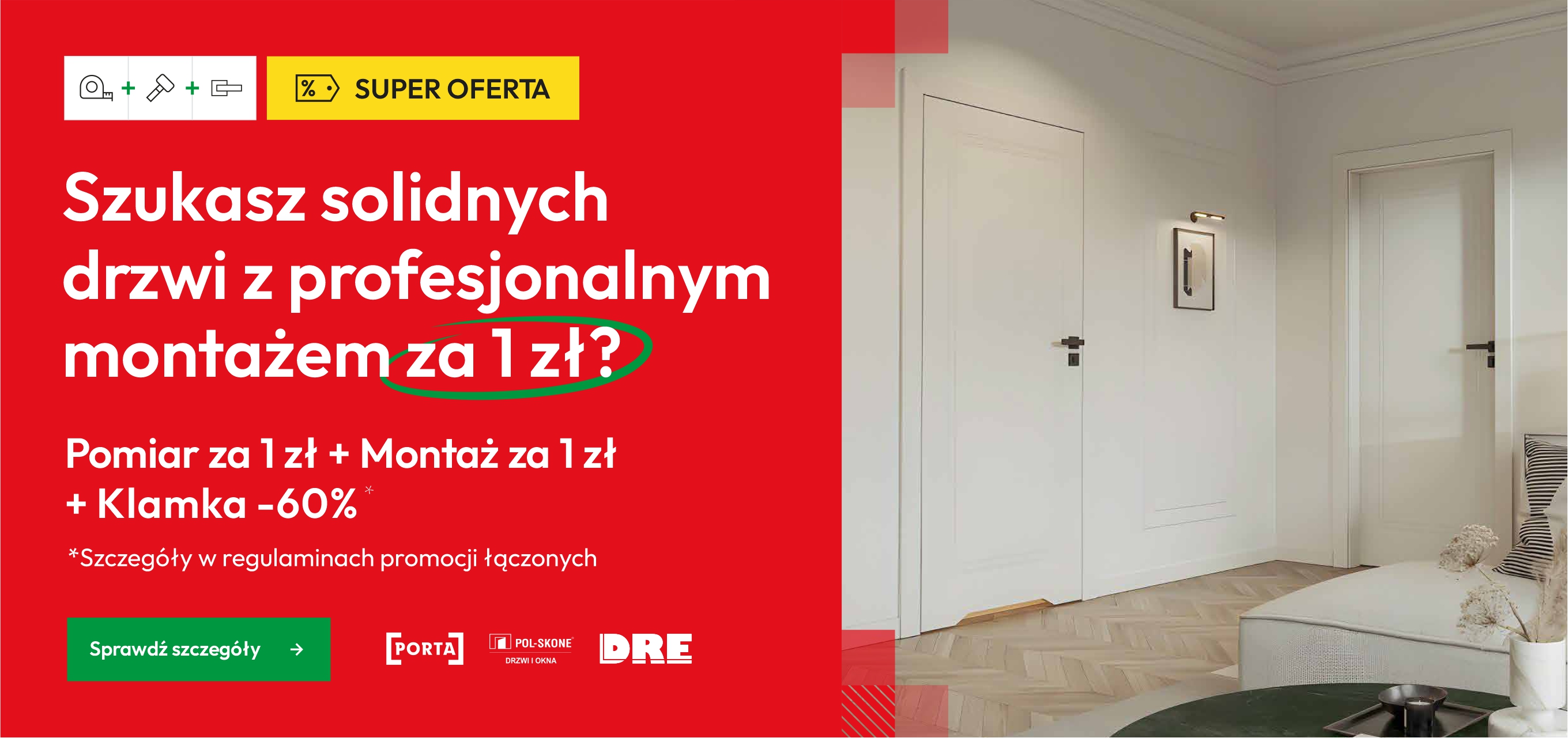 Drzwi z profesjonalnym montażem 1 zł