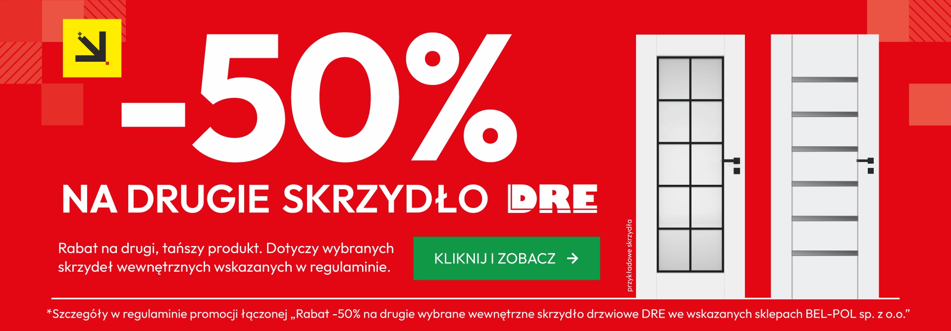 -50% na drugie skrzydło drzwi DRE