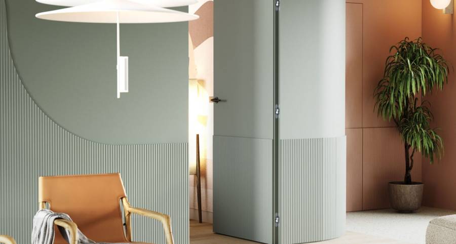 lamele ścienne do malowania na drzwiach ukrytych kolor szałwia szałwiowy