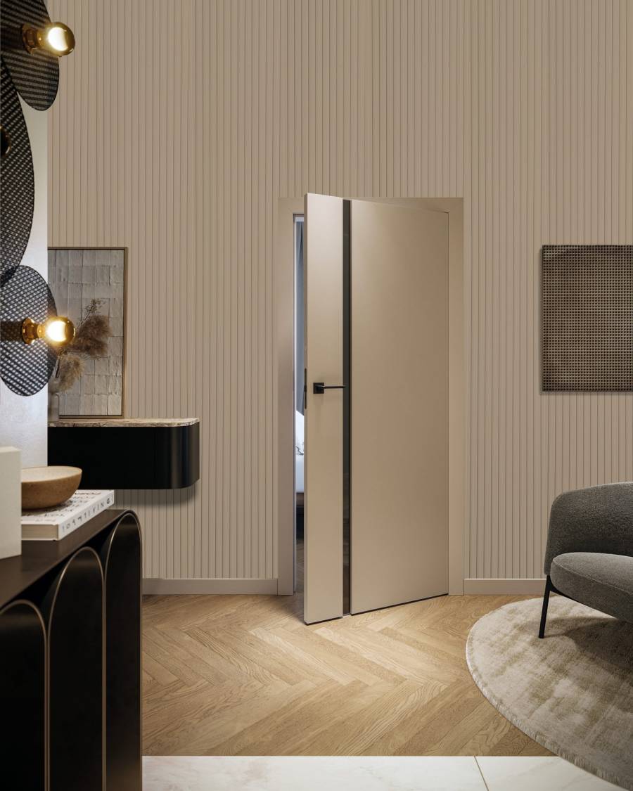 lamele ścienne kaszmir sahara cream na ścianie w beżowej tonacji