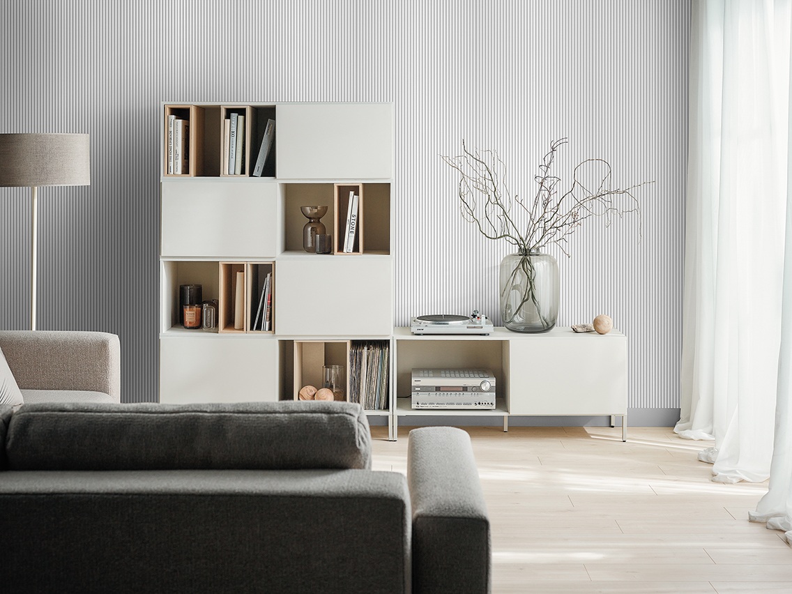 białe lamele linerio minimalstyczny nowoczesny styl klasyczny