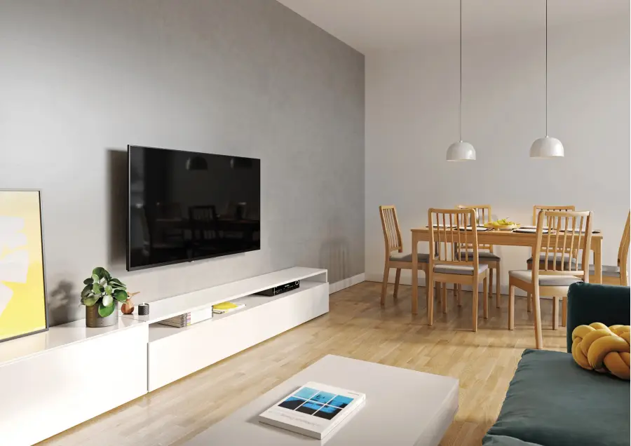 Panele ścienne Concrete Light w salonie za telewizorem