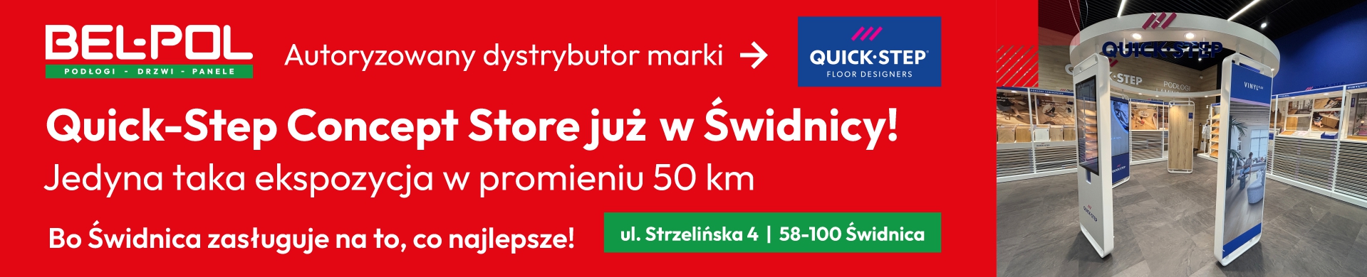 Bel-Pol autoryzowany dystrybutor marki Quick-Step - ekspozycja podłóg w Świdnicy