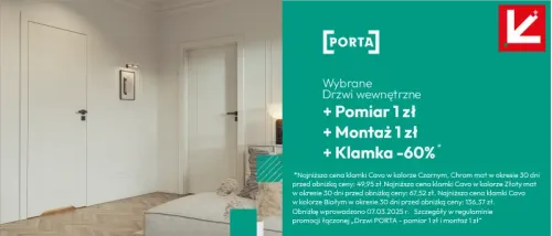 Drzwi PORTA + pomiar 1 zł + montaż 1 zł + klamka -60