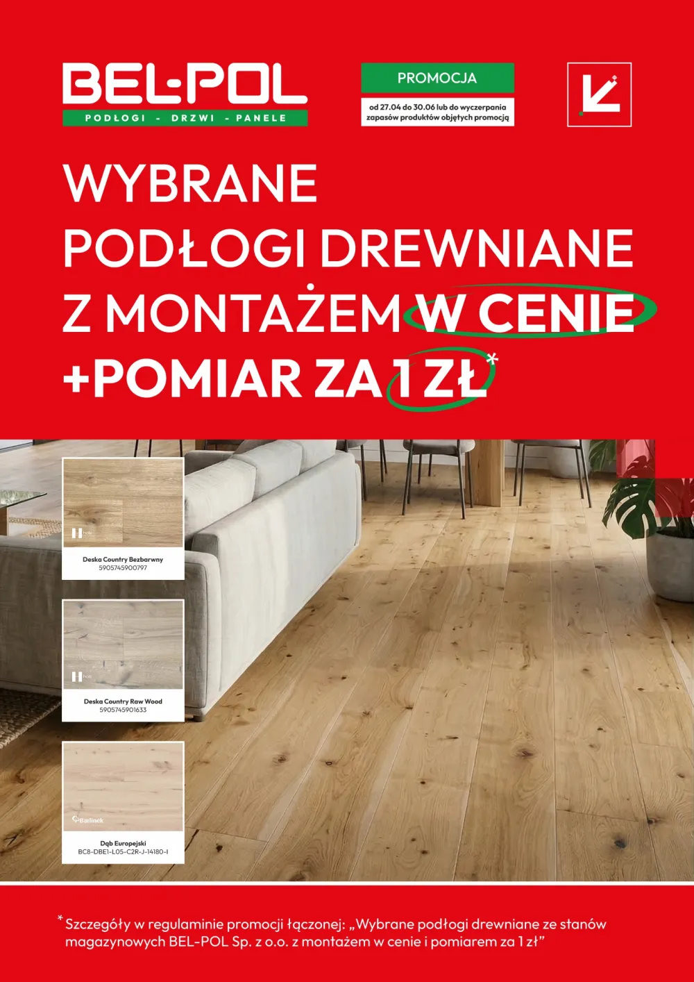wybrane podłogi drewniane z montażem w cenie