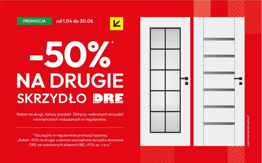 Rabat -50 na drugie drzwi DRE