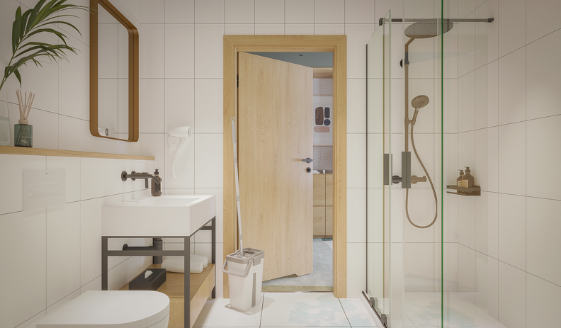 drzwi w kolorze drewnopodobnym do łazienki z podcięciem