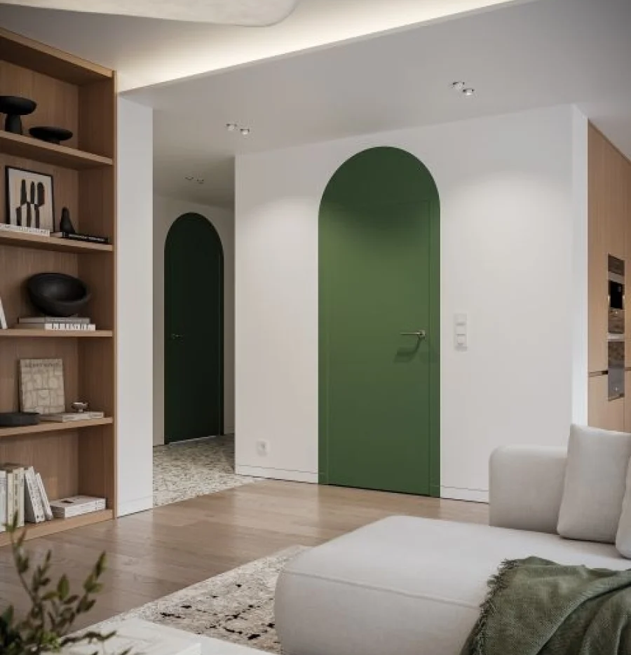 drzwi ukryte bezprzylgowe porta hide pomalowane na kolor zielony