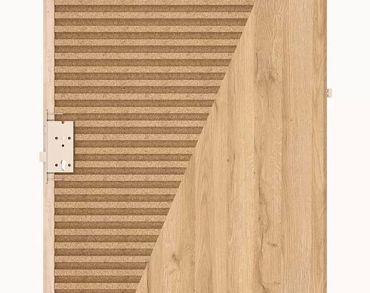 przekrój drzwi wewnętrznych z płytą wiórową otworowaną