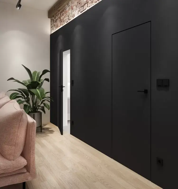 drzwi ukryte w ścianie dre sara eco pomalowane farbą na kolor czarny
