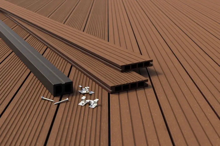 elementy montażowe deski kompozytowej montowanej na legarach