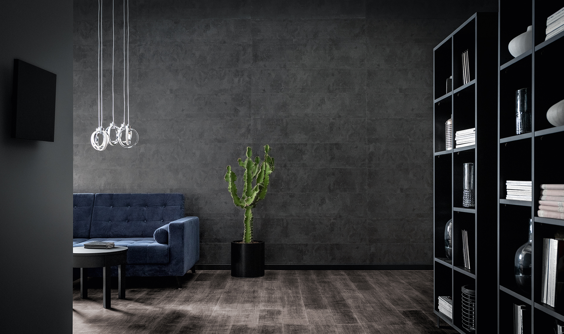 panele ścienne kerradeco w salonie w stylu industrialnym
