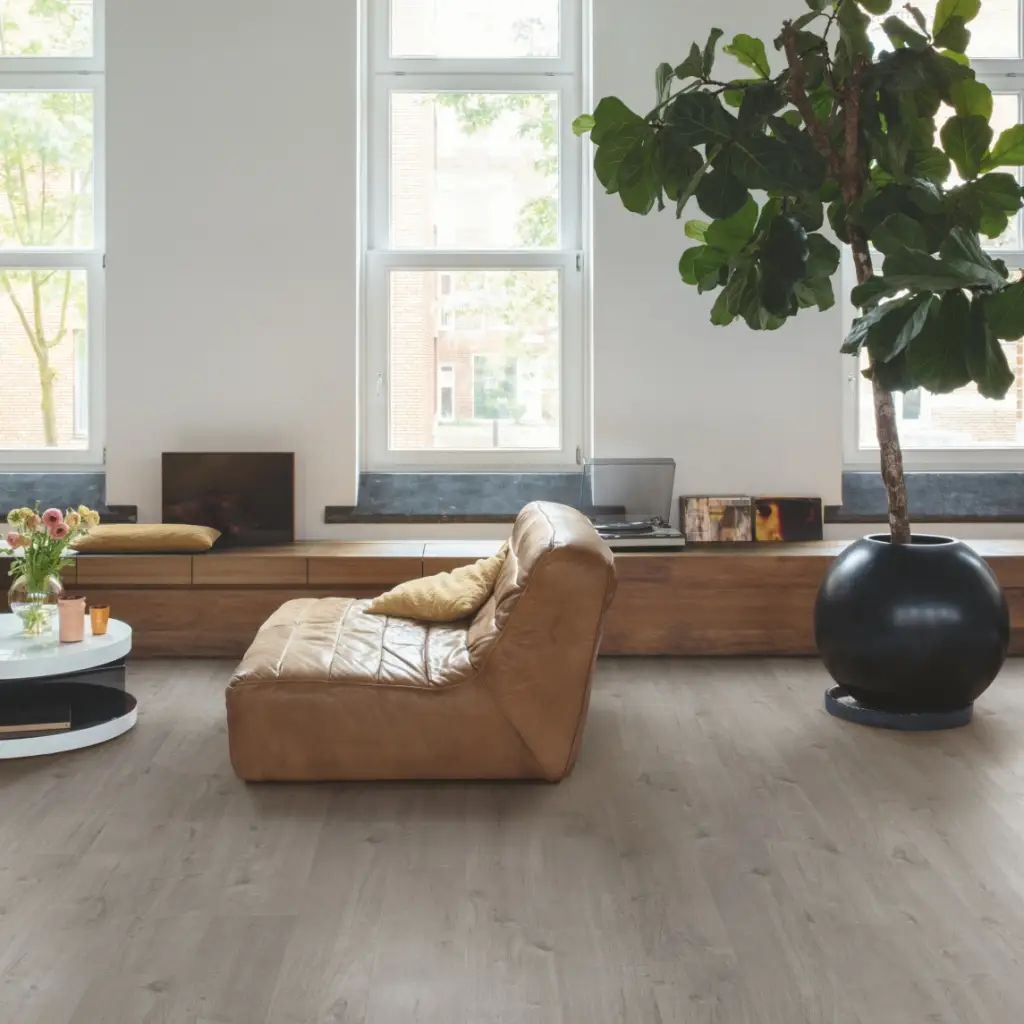 Panele Winylowe LVT Dąb Bawełniany Przytulny Szart PUCP40202 Klasa 33 4.5 mm, Podłoga winylowa, Pulse Click Plus, Quick-Step Unilin