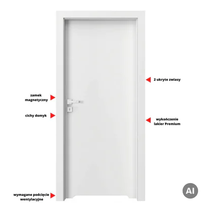 Drzwi Porta VECTOR Premium T WC Lewe 80cm bezprzylgowe, SPAPMT0L08UBIWAYU0H000