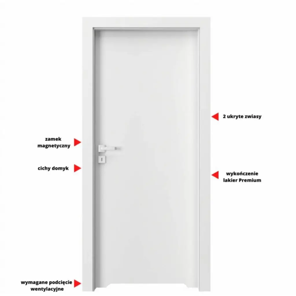 Drzwi Porta VECTOR Premium T WC Lewe 80cm bezprzylgowe, SPAPMT0L08UBIWAYU0H000, Drzwi wewnętrzne, Porta VECTOR Premium, PORTA