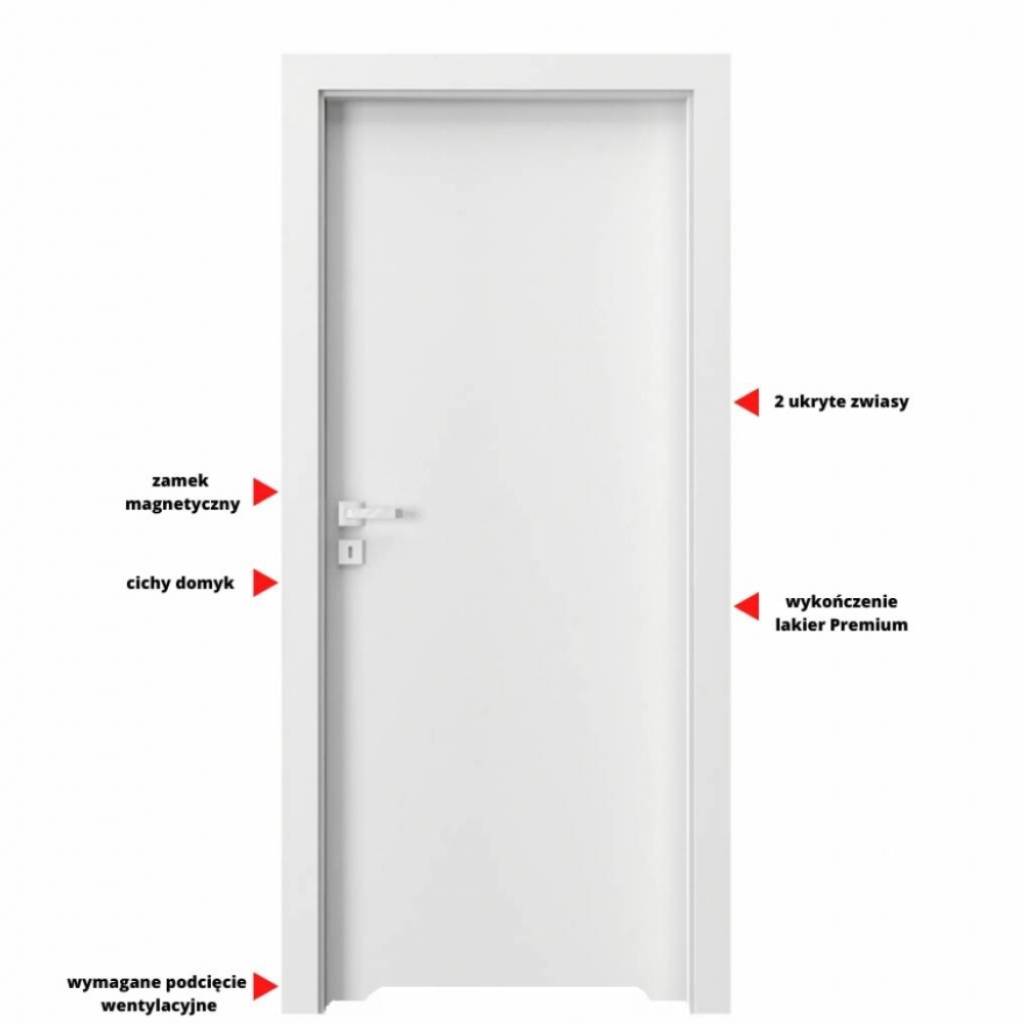 Drzwi wewnętrzne  Drzwi Porta VECTOR Premium T WC Lewe 80cm bezprzylgowe