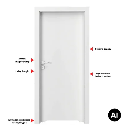 Drzwi Porta VECTOR Premium T WC Lewe 80cm bezprzylgowe, SPAPMT0L08UBIWAYU0H000
