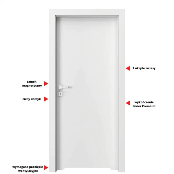 Drzwi Porta VECTOR Premium T WC Lewe 80cm bezprzylgowe, SPAP