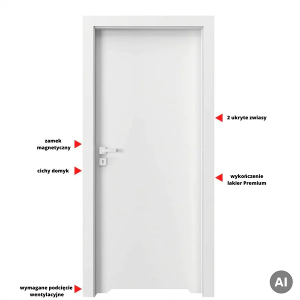 Drzwi Porta VECTOR Premium T WC Lewe 80cm bezprzylgowe, SPAP