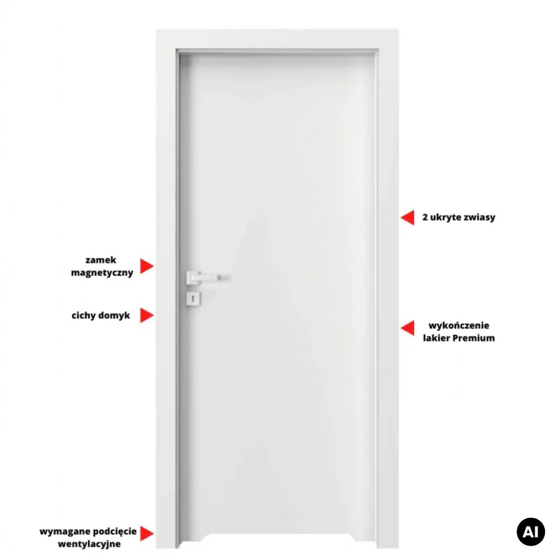 Drzwi Porta VECTOR Premium T WC Lewe 80cm bezprzylgowe, SPAP