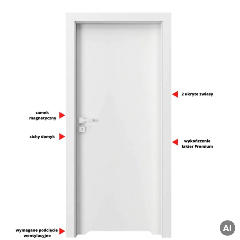 Drzwi Porta VECTOR Premium T WC Lewe 80cm bezprzylgowe, SPAP