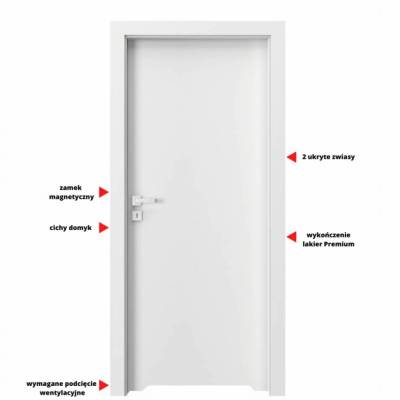 Drzwi wewnętrzne  Porta VECTOR Premium T WC Prawe 80cm bezprzylgowe