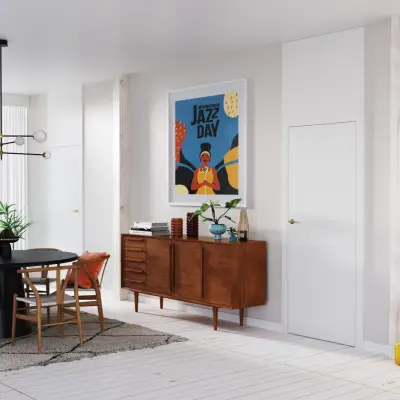 Ościeżnica regulowana Porta  SYSTEM ELEGANCE B 95-115  Lakier UV Prawa 80cm bezprzylgowa, OPAP0B0P08WBI0AZU80000R