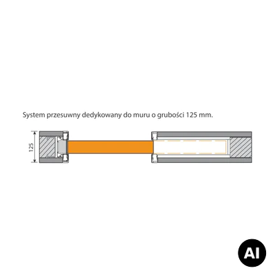 System Przesuwny Kaseta bezościeżnicowa Porta 80cm, MM0KASREGB01PN80STD125