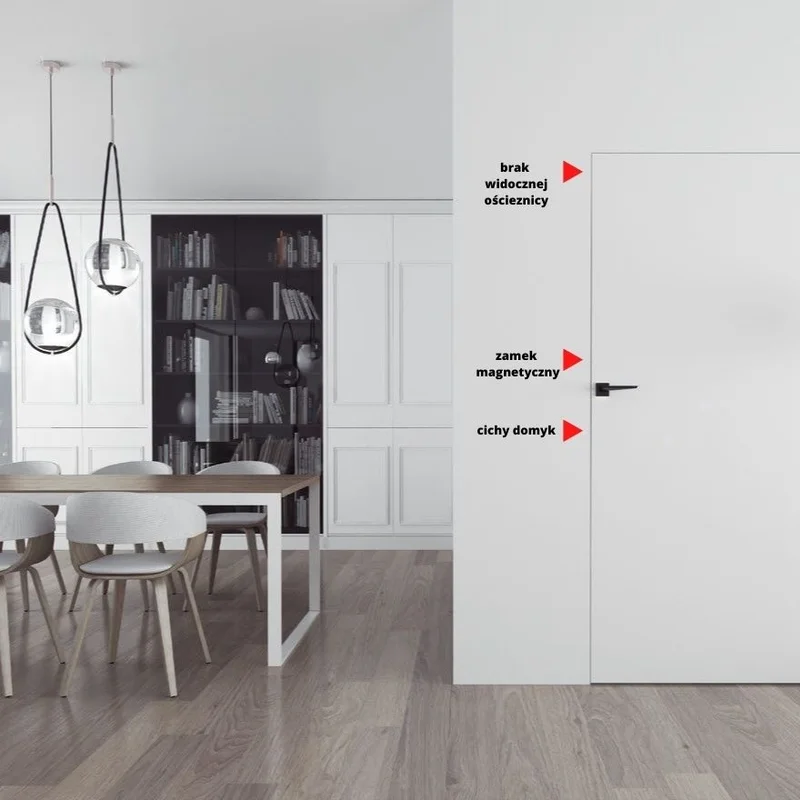 Drzwi Sara Eco 2 bezprzylgowe ukryte prawe 90 cm płyta, DRE