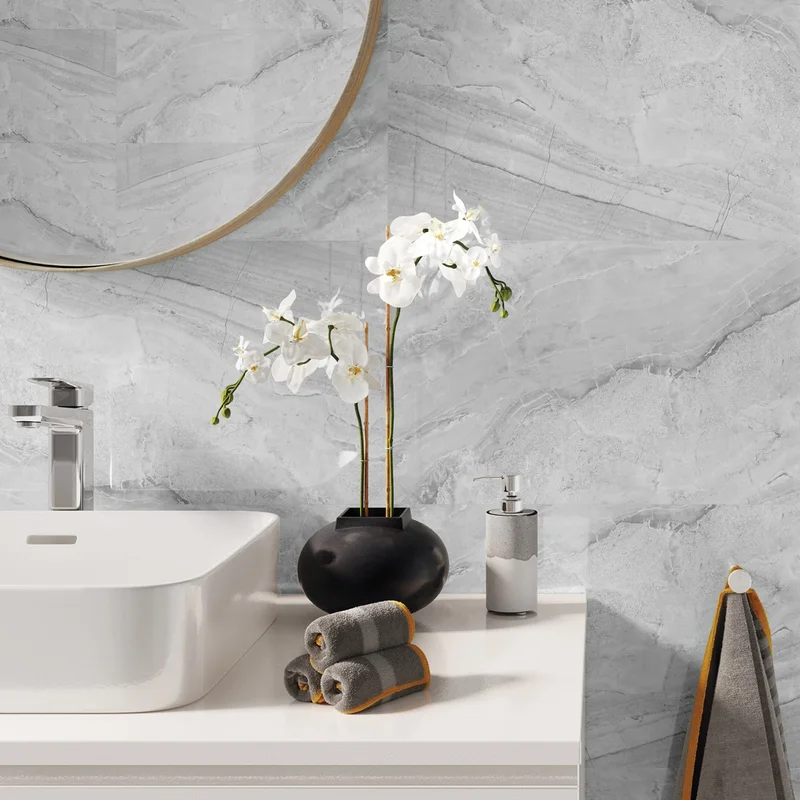 Panele ścienne Ash Grey 30x60 Marmur Kamień Szary Jasny Po