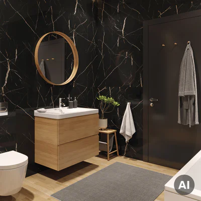 Panele ścienne Calacatta Black 30x60 Marmur Czarny Kamień Połysk 6053390