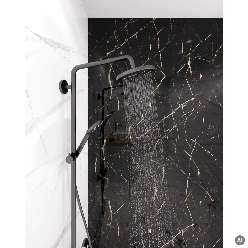 Panele ścienne Calacatta Black 30x60 Marmur Czarny Kamień Połysk 6053390, Panele ścienne, Vilo SPC, Vilo