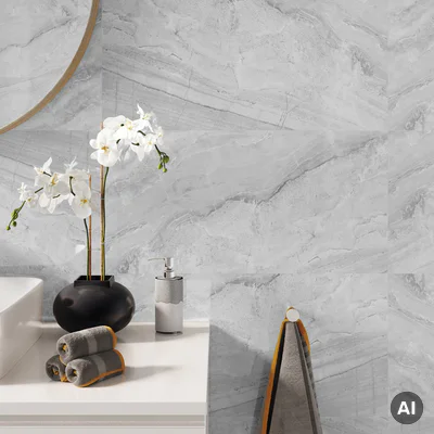Panele ścienne Ash Grey Marmur Kamień Szary Jasny Połysk 120x60 6053398
