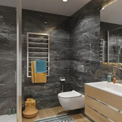 Panele ścienne Dark Stone Czarny Marmur Połysk 120x60 6053397