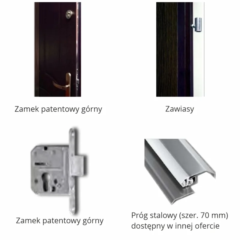 Drzwi Wejściowe Enter Prawe 80 cm Dąb Polski, 590228599647