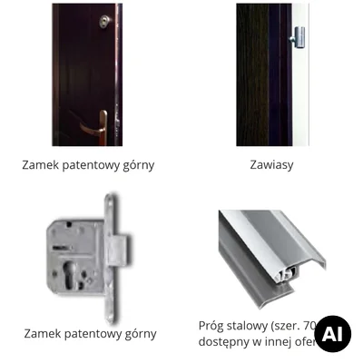 Drzwi Wejściowe Enter Lewe 80 cm Szary Ciemny, 5903004559640