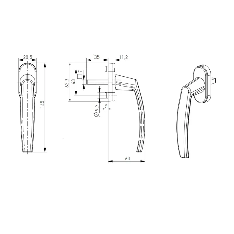 Klamka okienna Victory aluminiowa Antracyt, 1327016M3545D - 