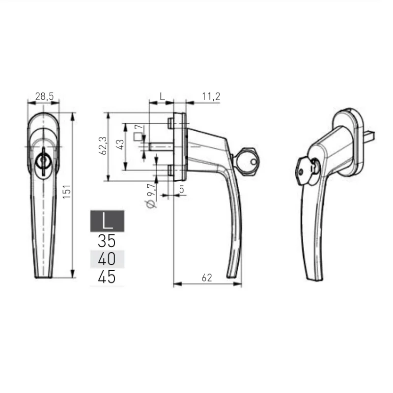 Klamka okienna Victory aluminiowa Biała z kluczykiem, 13390