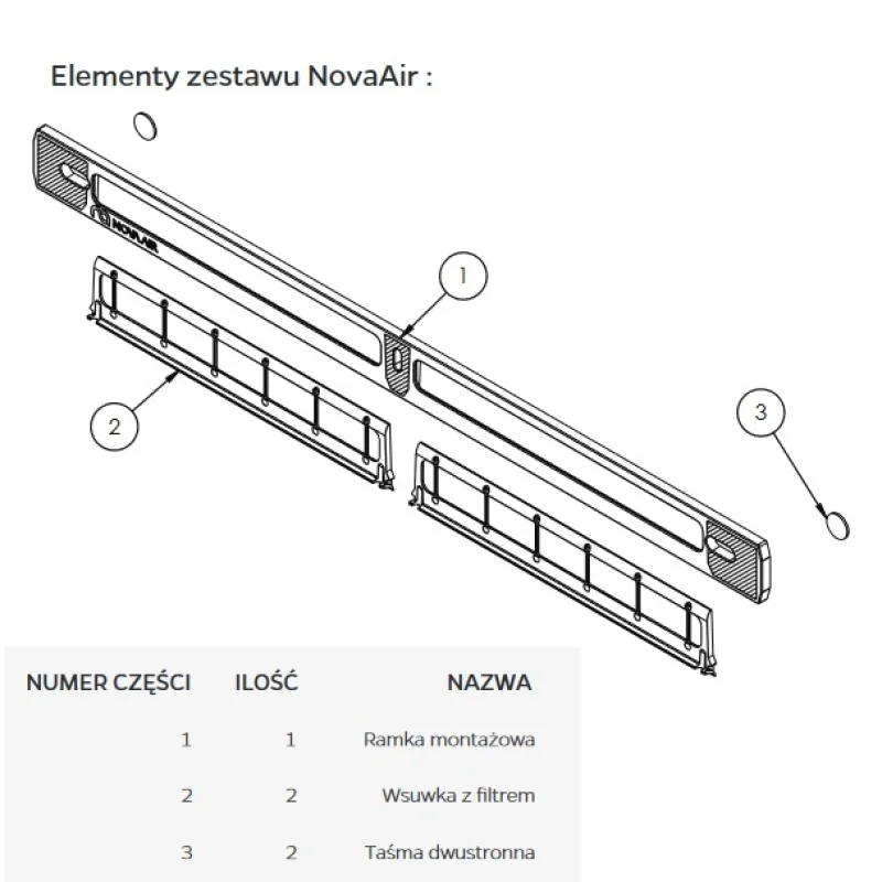 Filtr NovaAir do nawiewnika okiennego Standard antysmogowy a