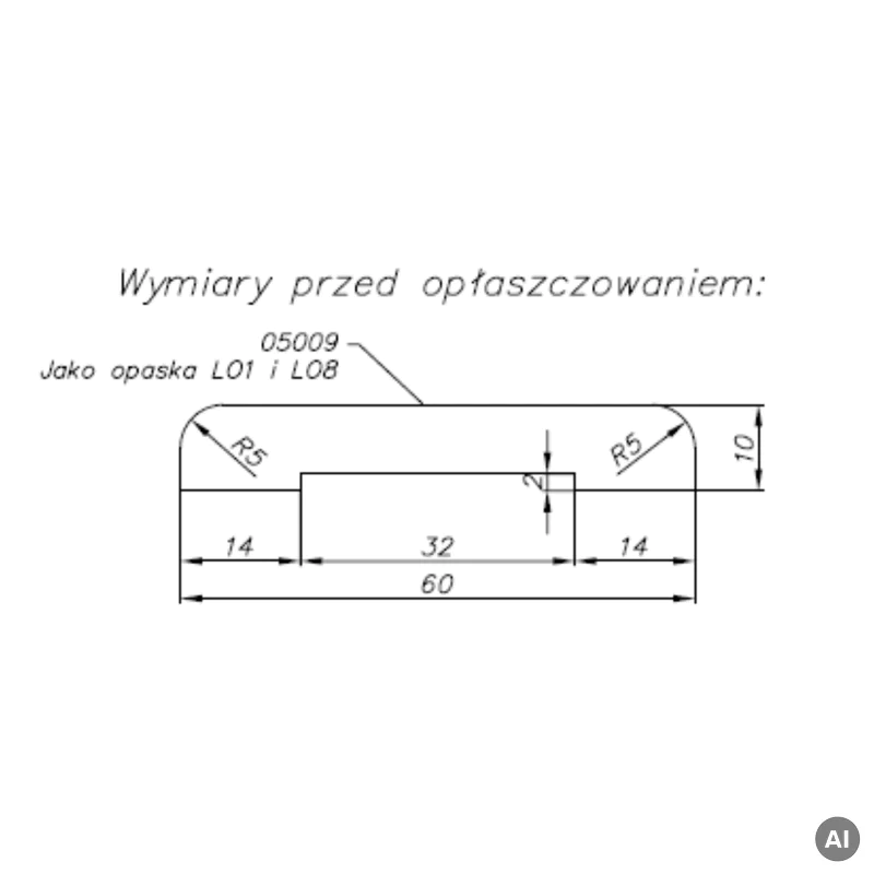 Opaska maskująca ościeżnica stała 60mm, 100006500 - 2