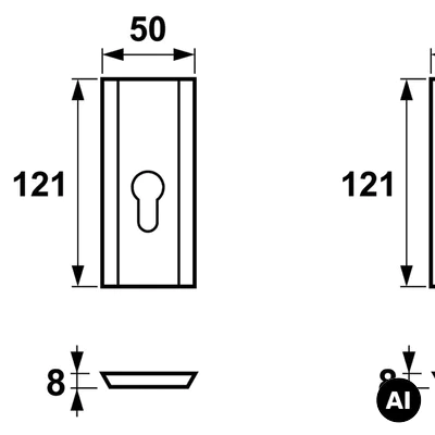 Szyld Axa do klamki Alaska Arrow Flex Premium INOX, 5907614557393