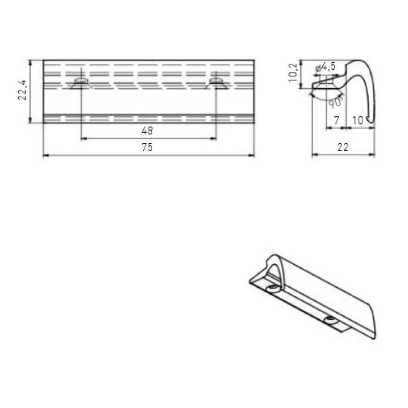 Pochwyt balkonowy aluminiowy przyszybowy Biały, 11590160004