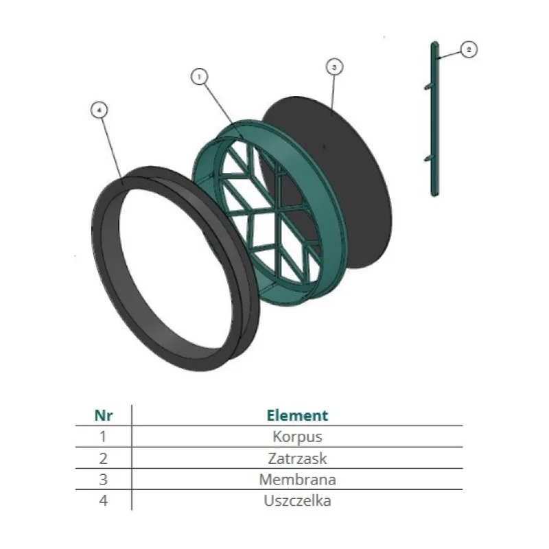 Klapa zwrotna BRF 125 do kanałów wentylacyjnych, 21621600 