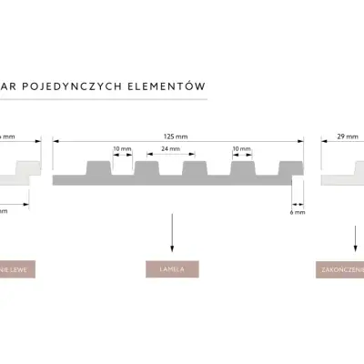 Zakończenie lameli Lamele S Stretto Listwa Lewa Dąb Jasny L0102L