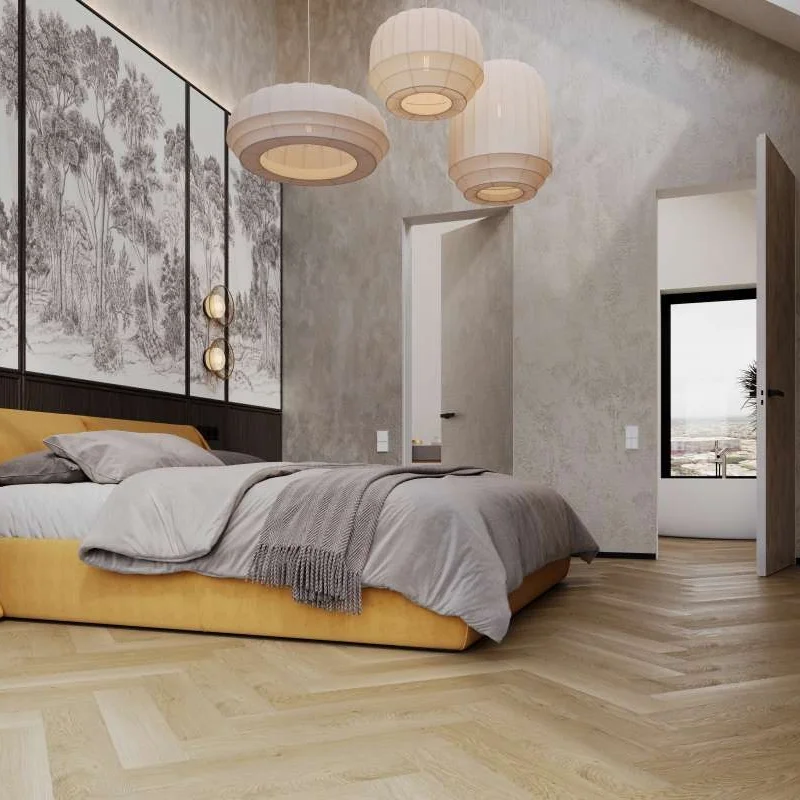 Panele winylowe ze zintegrowanym podkładem Jodełka Provenc