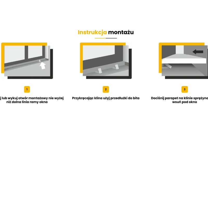 Kliny sprężynowe F1 przykręcane do montażu parapetów 5s