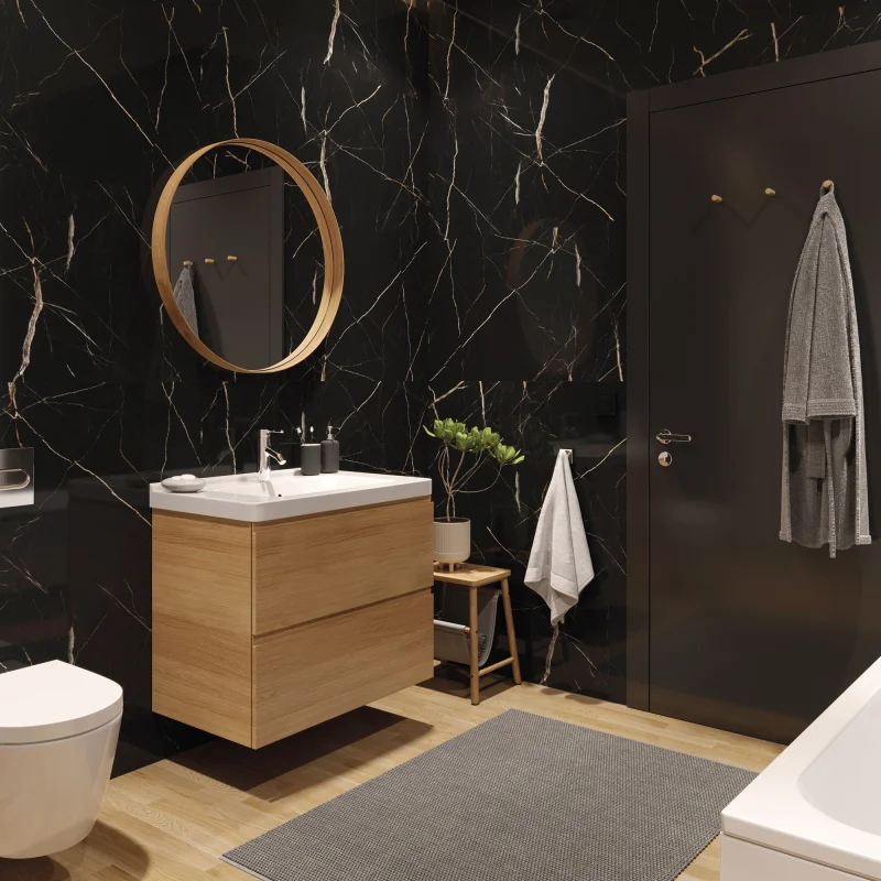 Panele ścienne Calacatta Black Marmur Czarny Złoty Połysk