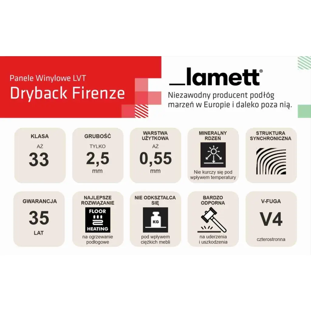 Panele winylowe LVT Firenze dryback Vanilla Fudge Klasa 33 2.5 mm, FIR-845-DB, Podłoga winylowa, Dryback Firenze, Lamett ParquetVinyl