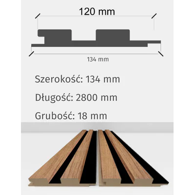 Lamele Akustyczne Dąb Naturalny Teak na Filcu L 248, 120043514