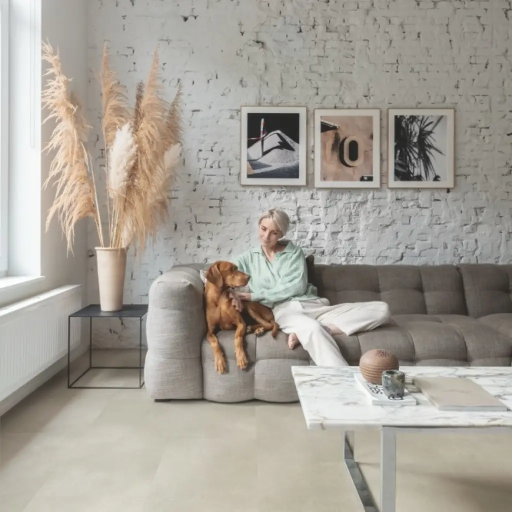 Panele winylowe LVT z podkładem Beton Sandstone Klasa 33 6 mm, AVMTU40274, Panele winylowe, Illume Click z podkładem, Quick-Step Unilin